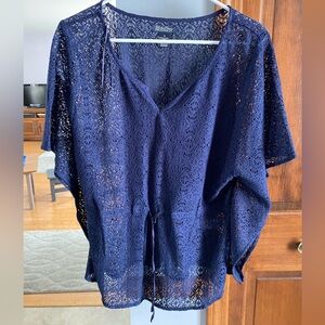 Lucky Brand Women's Navy Lace Top